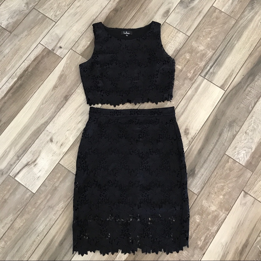 Black Lace Two Piece Dress